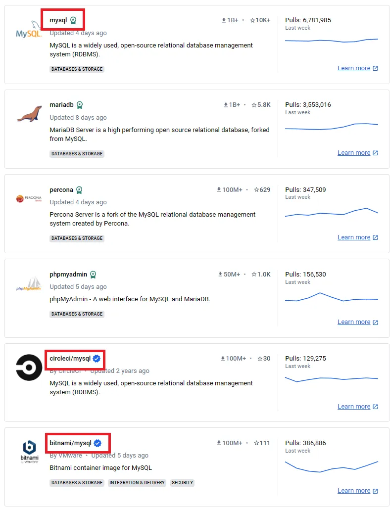 DockerHub image search