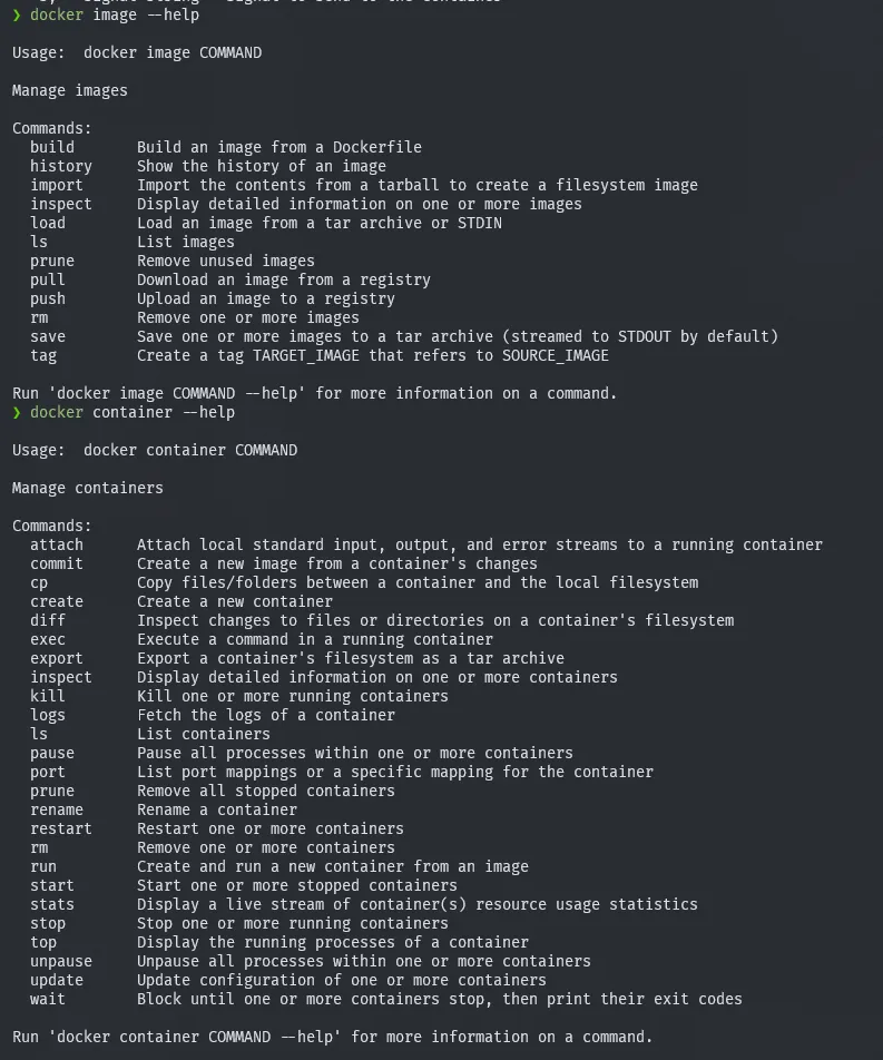 example of docker run help